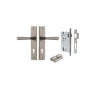 Door Lever Copenhagen Chamfered Euro Pair Distressed Nickel CTC85mm L120xP59mm BPH240xW50mm Mortice Lock Euro Distressed Nickel CTC85mm Backset 60mm, Euro Cylinder Dual Function 5 Pin Distressed Nickel 65mm KA4 in Distressed Nickel