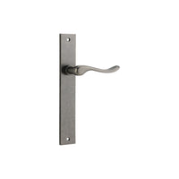 Door Lever Stirling on Long Backplate Pair Distressed Nickel H240xW38xP64mm in Distressed Nickel