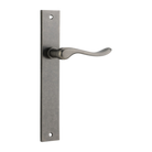Door Lever Stirling on Long Backplate Pair Distressed Nickel H240xW38xP64mm in Distressed Nickel