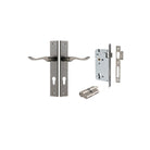 Door Lever Stirling Rectangular Euro Pair Distressed Nickel CTC85mm H240xW38xP64mm Entrance Kit, Mortice Lock Euro Distressed Nickel CTC85mm Backset 60mm, Euro Cylinder Dual Function 5 Pin Distressed Nickel L65mm KA1 in Distressed Nickel