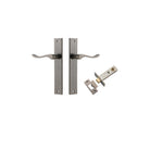 Door Lever Stirling Rectangular Latch Pair Distressed Nickel H240xW38xP64mm Passage Kit, Tube Latch Split Cam 'T' Striker Distressed Nickel Backset 60mm in Distressed Nickel