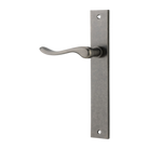 Door Lever Stirling Rectangular Latch Left Hand Fixed Distressed Nickel L116xP62mm BPH240xW38mm in Distressed Nickel