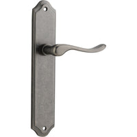 Door Lever Stirling Shouldered Latch Pair Distressed Nickel H250xW48xP64mm in Distressed Nickel