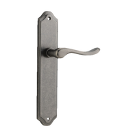 Door Lever Stirling Shouldered Latch Pair Distressed Nickel H250xW48xP64mm in Distressed Nickel