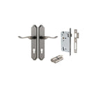 Door Lever Stirling Shouldered Euro Pair Distressed Nickel CTC85mm H250xW48xP64mm Entrance Kit Mortice Lock Euro Distressed Nickel CTC85mm Backset 60mm, Euro Cylinder Dual Function 5 Pin Distressed Nickel L65mm KA1 in Distressed Nickel