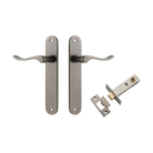 Door Lever Stirling Oval Latch Pair Distressed Nickel H240xW40xP64mm Passage Kit Tube Latch Split Cam 'T' Striker Distressed Nickel Backset 60mm in Distressed Nickel