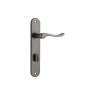 Door Lever Stirling Oval Privacy Pair Distressed Nickel CTC85mm H240xW40xP64mm in Distressed Nickel