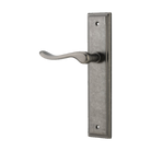 Door Lever Stirling Stepped Latch Left Hand Fixed Distressed Nickel L116xP65mm BPH237xW50mm in Distressed Nickel