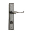 Door Lever Stirling Stepped Privacy Pair Distressed Nickel CTC85mm H237xW50xP64mm in Distressed Nickel