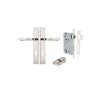 Door Lever Sarlat Rectangular Euro Polished Nickel CTC85mm H240xW38xP55mm Entrance Kit, Mortice Lock Euro Polished Nickel CTC85mm Backset 60mm, Euro Cylinder Dual Function 5 Pin Polished Nickel L65mm KA1 in Polished Nickel