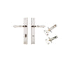 Door Lever Sarlat Rectangular Privacy Polished Nickel CTC85mm H240xW38xP55mm Privacy Kit, Tube Latch Split Cam 'T' Striker Polished Nickel Backset 60mm, Privacy Bolt Round Bolt Polished Nickel Backset 60mm in Polished Nickel