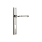 Door Lever Verona Rectangular Euro Polished Nickel CTC85mm H237xW50xP59mm in Polished Nickel
