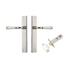 Door Lever Verona Rectangular Latch Polished Nickel H240xW38xP59mm Passage Kit, Tube Latch Split Cam 'T' Striker Polished Nickel Backset 60mm in Polished Nickel