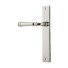 Door Lever Verona Rectangular Latch Left Hand Fixed Polished Nickel L122xP56mm BPH240xW38mm in Polished Nickel