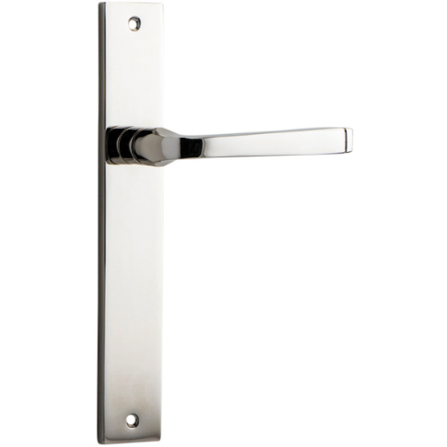 Door Lever Annecy Rectangular Euro Polished Nickel CTC85mm H237xW50xP65mm in Polished Nickel