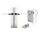 Door Lever Annecy Rectangular Euro Polished Nickel CTC85mm H240xW38xP65mm Entrance Kit, Mortice Lock Euro Polished Nickel CTC85mm Backset 60mm, Euro Cylinder Dual Function 5 Pin Polished Nickel L65mm KA1 in Polished Nickel