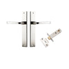 Door Lever Annecy Rectangular Latch Polished Nickel H240xW38xP65mm Passage Kit, Tube Latch Split Cam 'T' Striker Polished Nickel Backset 60mm in Polished Nickel