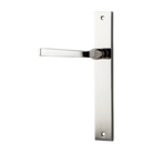Door Lever Annecy Rectangular Latch Left Hand Fixed Polished Nickel L117xP63mm BPH240xW38mm in Polished Nickel