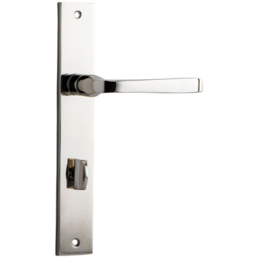 Door Lever Annecy Rectangular Privacy Polished Nickel CTC85mm H237xW50xP65mm in Polished Nickel
