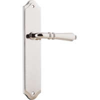 Door Lever Sarlat Shouldered Latch Polished Nickel H250xW48xP57mm in Polished Nickel