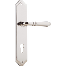 Door Lever Sarlat Shouldered Euro Polished Nickel CTC85mm H250xW48xP57mm in Polished Nickel
