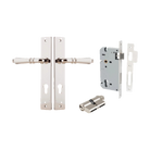 Door Lever Sarlat Shouldered Euro Polished Nickel CTC85mm H250xW48xP57mm Entrance Kit Mortice Lock Euro Polished Nickel CTC85mm Backset 60mm, Euro Cylinder Dual Function 5 Pin Polished Nickel L65mm KA1 in Polished Nickel