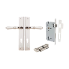 Door Lever Sarlat Shouldered Euro Polished Nickel CTC85mm H250xW48xP57mm Entrance Kit Mortice Lock Euro Polished Nickel CTC85mm Backset 60mm, Euro Cylinder Key Thumb 6 Pin Polished Nickel L70mm KA1 in Polished Nickel