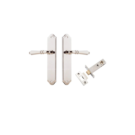 Door Lever Sarlat Shouldered Latch Polished Nickel H250xW48xP57mm Passage Kit Tube Latch Split Cam 'T' Striker Polished Nickel Backset 60mm in Polished Nickel