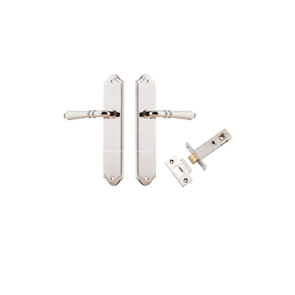 Door Lever Sarlat Shouldered Latch Polished Nickel H250xW48xP57mm Passage Kit Tube Latch Split Cam 'T' Striker Polished Nickel Backset 60mm in Polished Nickel