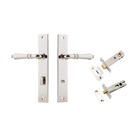 Door Lever Sarlat Shouldered Privacy Polished Nickel CTC85mm H250xW48xP57mm Privacy Kit Tube Latch Split Cam 'T' Striker Polished Nickel Backset 60mm, Privacy Bolt Round Bolt Polished Nickel Backset 60mm in Polished Nickel