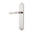 Door Lever Sarlat Shouldered Latch Left Hand Fixed Polished Nickel L111xP55mm BPH250xW48mm in Polished Nickel