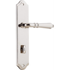 Door Lever Sarlat Shouldered Privacy Polished Nickel CTC85mm H250xW48xP57mm in Polished Nickel