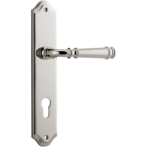 Door Lever Verona Shouldered Euro Polished Nickel CTC85mm H237xW50xP59mm in Polished Nickel