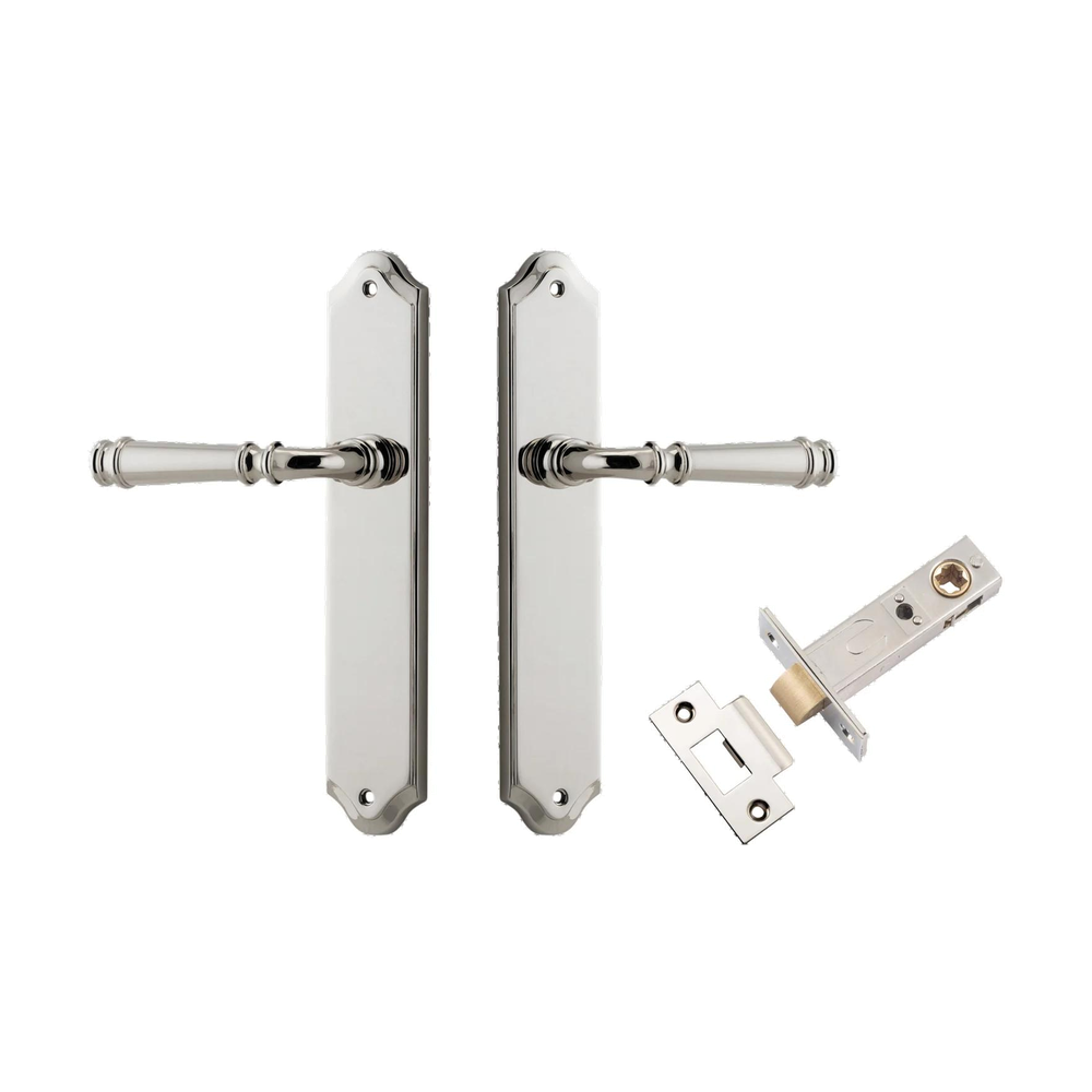 Door Lever Verona Shouldered Latch Polished Nickel H240xW50xP59mm Passage Kit Tube Latch Split Cam 'T' Striker Polished Nickel Backset 60mm in Polished Nickel