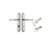 Door Lever Verona Shouldered Privacy Polished Nickel CTC85mm H240xW50xP59mm Inbuilt Privacy Kit Tube Latch Split Cam 'T' Striker Polished Nickel Backset 60mm, Privacy Bolt Round Bolt Polished Nickel Backset 60mm in Polished Nickel