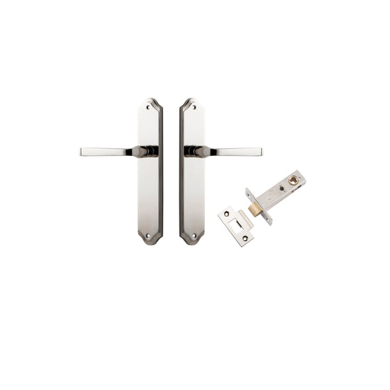 Door Lever Annecy Shouldered Latch Polished Nickel H240xW50xP65mm Passage Kit Tube Latch Split Cam 'T' Striker Polished Nickel Backset 60mm in Polished Nickel
