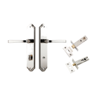 Door Lever Annecy Shouldered Privacy Polished Nickel CTC85mm H240xW50xP65mm Inbuilt Privacy Kit Tube Latch Split Cam 'T' Striker Polished Nickel Backset 60mm, Privacy Bolt Round Bolt Polished Nickel Backset 60mm in Polished Nickel