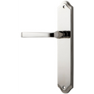 Door Lever Annecy Shouldered Latch Left Hand Fixed Polished Nickel L117xP65mm BPH250xW48mm in Polished Nickel