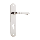 Door Lever Sarlat Oval Euro Polished Nickel CTC85mm H230xW40xP55mm in Polished Nickel