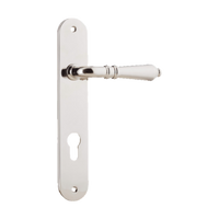 Door Lever Sarlat Oval Euro Polished Nickel CTC85mm H230xW40xP55mm in Polished Nickel