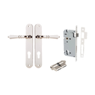 Door Lever Sarlat Oval Euro Polished Nickel CTC85mm H240xW40xP55mm Entrance Kit Mortice Lock Euro Polished Nickel CTC85mm Backset 60mm, Euro Cylinder Dual Function 5 Pin Polished Nickel L65mm KA1 in Polished Nickel