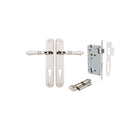 Door Lever Sarlat Oval Euro Polished Nickel CTC85mm H240xW40xP55mm Entrance Kit Mortice Lock Euro Polished Nickel CTC85mm Backset 60mm, Euro Cylinder Key Thumb 6 Pin Polished Nickel L70mm KA1 in Polished Nickel