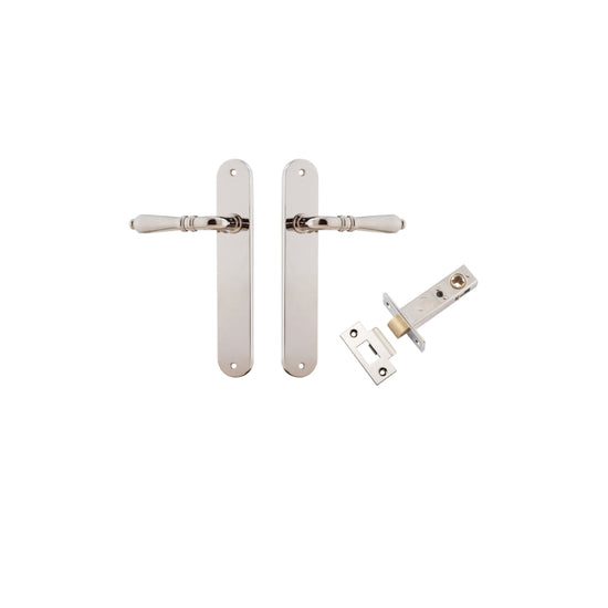 Door Lever Sarlat Oval Latch Polished Nickel H240xW40xP55mm Passage Kit Tube Latch Split Cam 'T' Striker Polished Nickel Backset 60mm in Polished Nickel