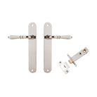Door Lever Sarlat Oval Latch Polished Nickel H240xW40xP55mm Passage Kit Tube Latch Split Cam 'T' Striker Polished Nickel Backset 60mm in Polished Nickel