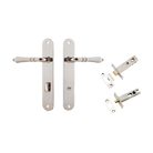 Door Lever Sarlat Oval Privacy Polished Nickel CTC85mm H240xW40xP55mm Privacy Kit Tube Latch Split Cam 'T' Striker Polished Nickel Backset 60mm, Privacy Bolt Round Bolt Polished Nickel Backset 60mm in Polished Nickel