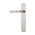 Door Lever Sarlat Oval Latch Left Hand Fixed Polished Nickel L111xP53mm BPH240xW40mm in Polished Nickel