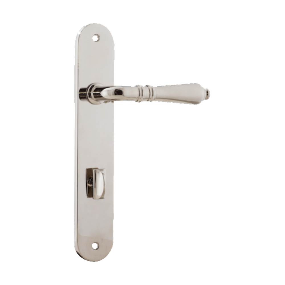Door Lever Sarlat Oval Privacy Polished Nickel CTC85mm H230xW40xP55mm in Polished Nickel