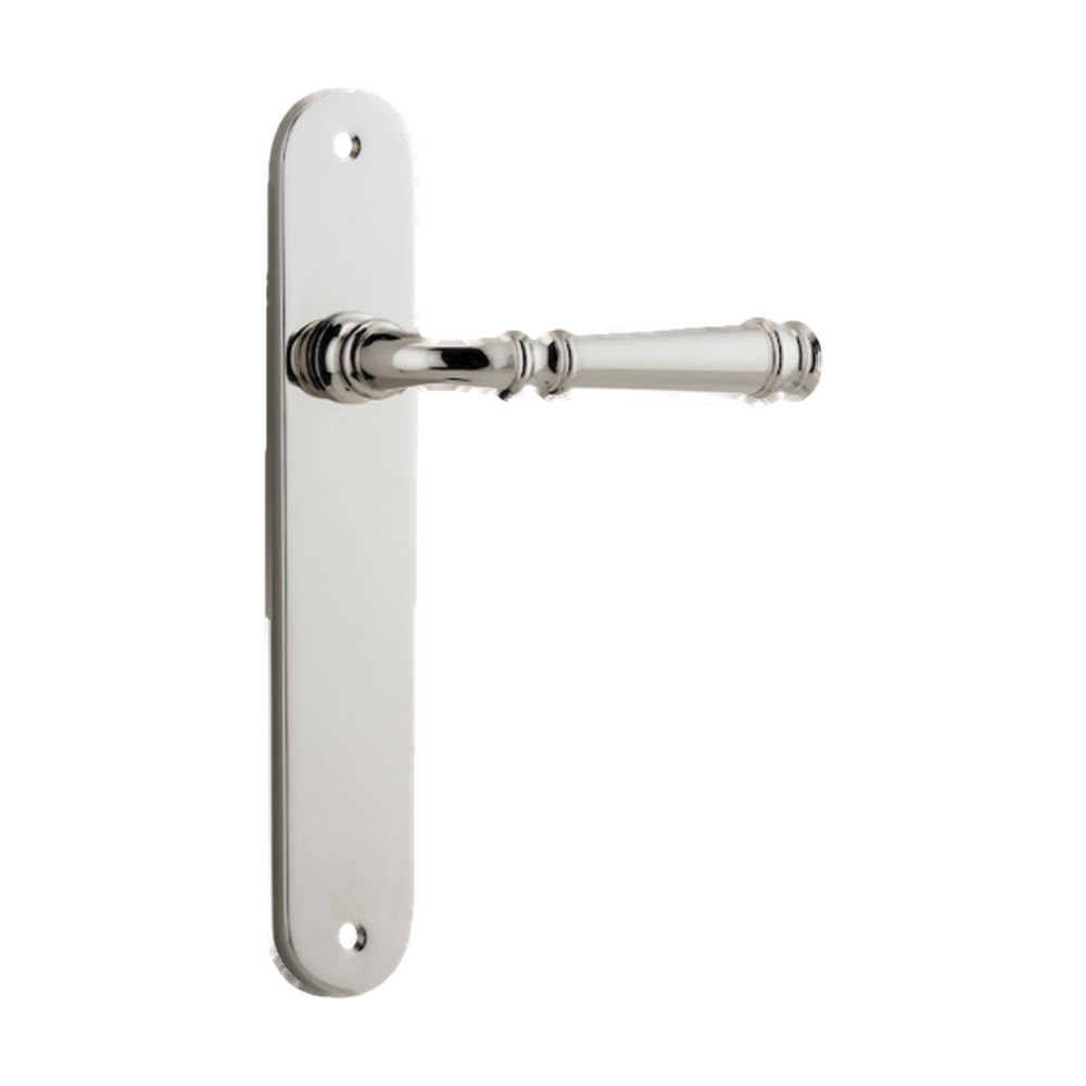 Door Lever Verona Oval Latch Polished Nickel H237xW50xP59mm in Polished Nickel