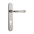 Door Lever Verona Oval Euro Polished Nickel CTC85mm H237xW50xP59mm in Polished Nickel