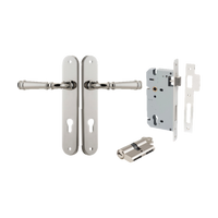 Door Lever Verona Oval Euro Polished Nickel CTC85mm H240xW40xP59mm Entrance Kit Mortice Lock Euro Polished Nickel CTC85mm Backset 60mm, Euro Cylinder Dual Function 5 Pin Polished Nickel L65mm KA1 in Polished Nickel